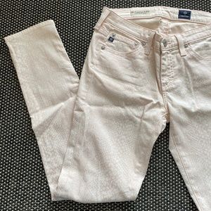 AG Blush Snakeskin Print Skinny Denim
